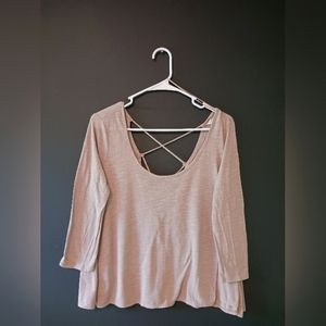 AMERICAN EAGLE OUTFITTERS WOMEN'S MEDIUM TAN LONG SLEEVE TOP SUPER CUTE